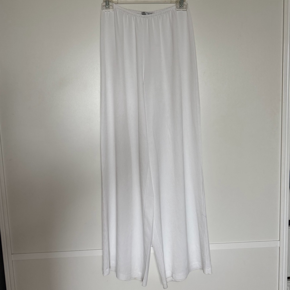Zara White Wide-Leg Women's Pants